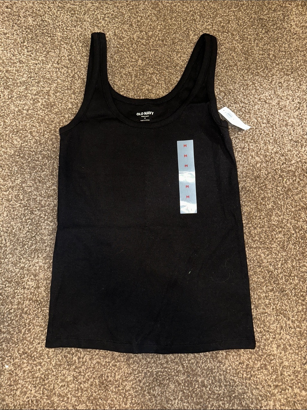 Old Navy Black Ribbed Scoop Neck Tank, Size M